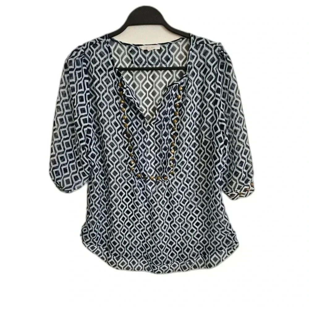 41 Hawthorne Blue Print Top